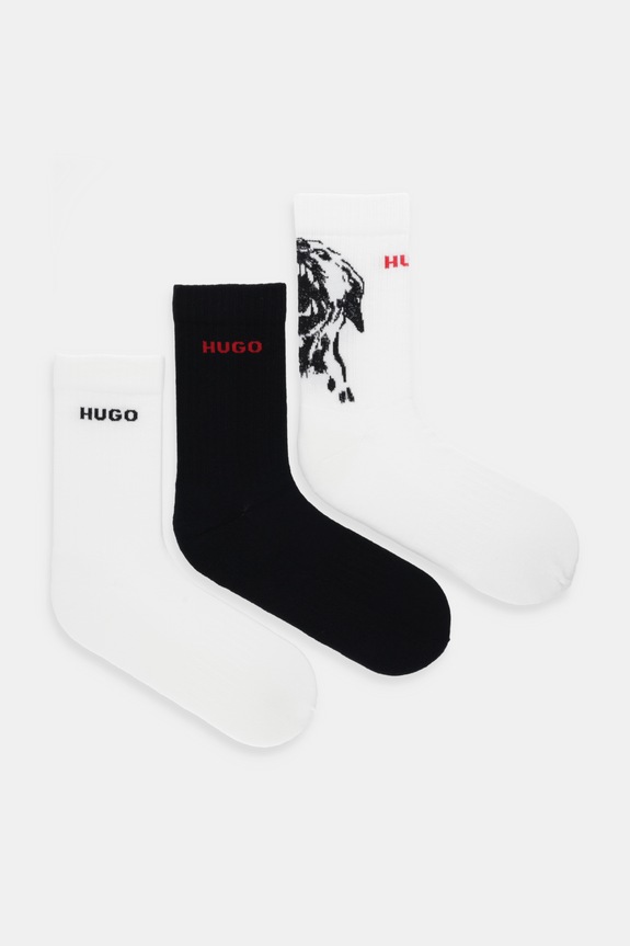 HUGO șosete 3P QS ANGRY DOG CC 3-pack sosete lungi alb 50555045