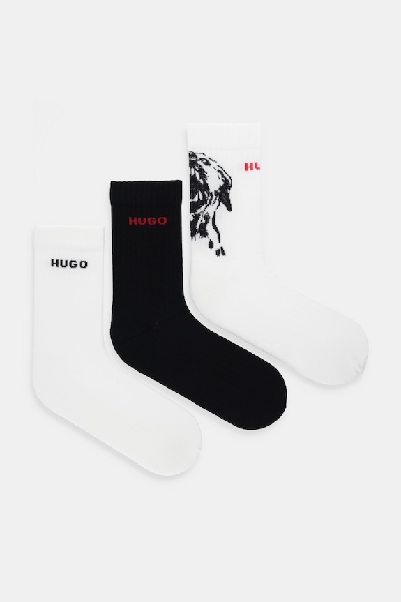 HUGO șosete 3P QS ANGRY DOG CC 3-pack sosete lungi alb 50555045