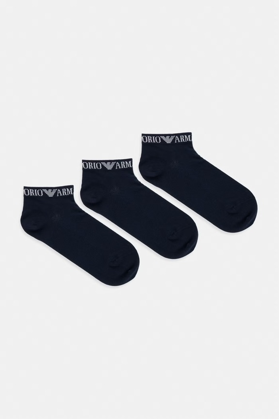 Κάλτσες Emporio Armani Underwear 3-pack ψηλές κάλτσες σκούρο μπλε EM000550.AF20083