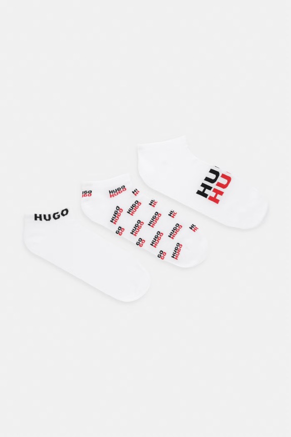HUGO calzini da uomo 3P AS LOGO AOP CC pacco da 3 bianco 50557070