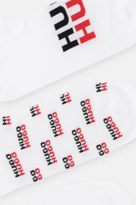 HUGO calzini da uomo 3P AS LOGO AOP CC pacco da 3 50557070 bianco SS26