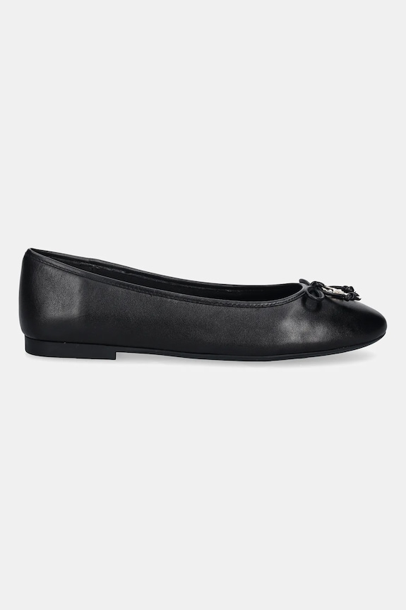 Kožené baleríny Tommy Hilfiger HILFIGER SMOOTH LTHR BALLET FW0FW09006 černá SS26