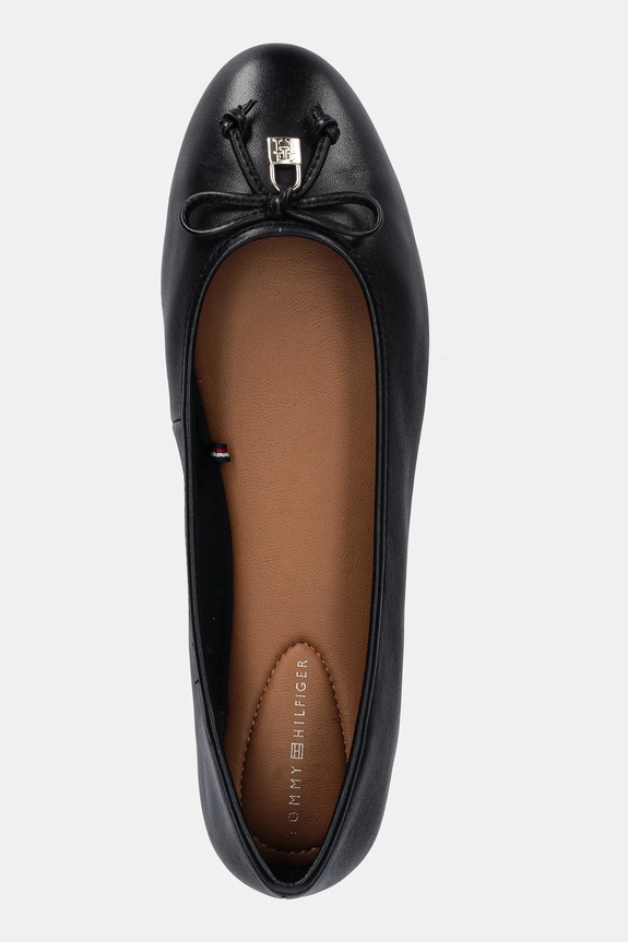 Kožené baleríny Tommy Hilfiger HILFIGER SMOOTH LTHR BALLET černá FW0FW09006