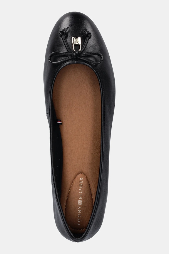 Kožené baleríny Tommy Hilfiger HILFIGER SMOOTH LTHR BALLET černá FW0FW09006