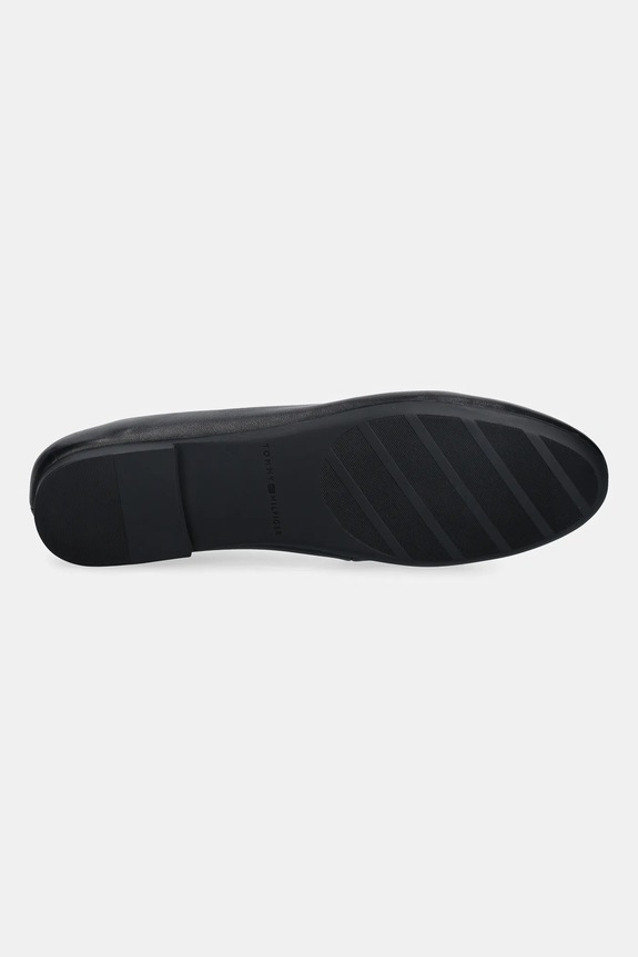 Kožené baleríny Tommy Hilfiger HILFIGER SMOOTH LTHR BALLET FW0FW09006 černá