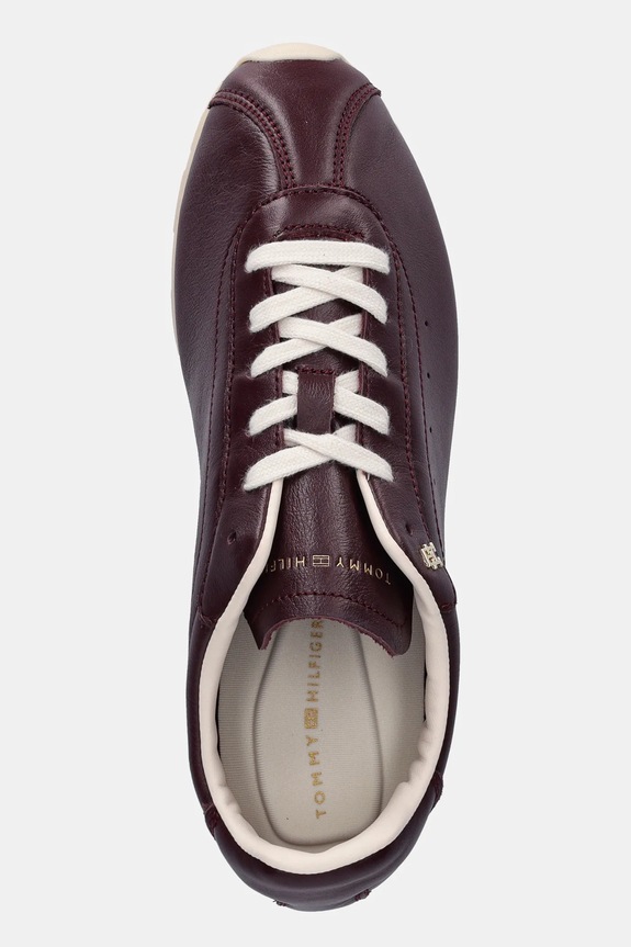 Kožne tenisice Tommy Hilfiger TH LOW PROFILE RUNNER bordo FW0FW08951