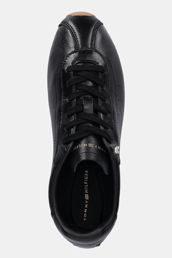 Kožne tenisice Tommy Hilfiger TH LOW PROFILE RUNNER crna FW0FW08951