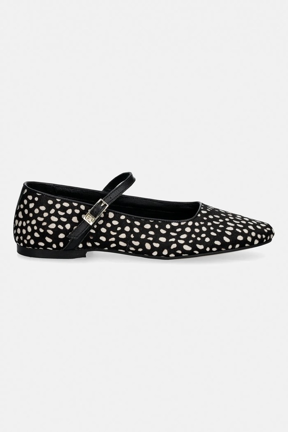 Kožené balerínky Tommy Hilfiger TH BUCKLE CALF HAIR BALLERINAS FW0FW09167 čierna SS26