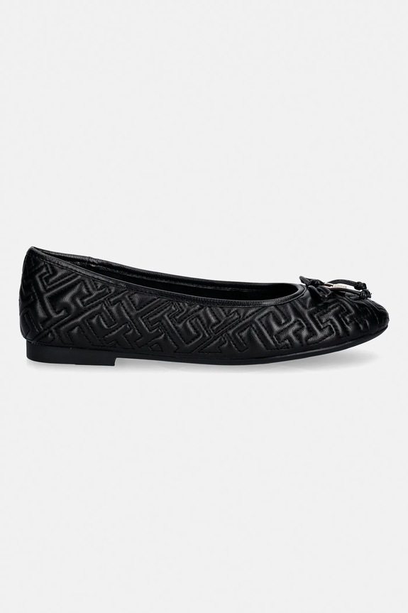 Δερμάτινες μπαλαρίνες Tommy Hilfiger TH QUILTED BALLERINA FW0FW09264 μαύρο SS26
