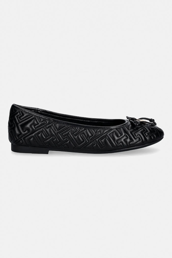 Δερμάτινες μπαλαρίνες Tommy Hilfiger TH QUILTED BALLERINA FW0FW09264 μαύρο SS26