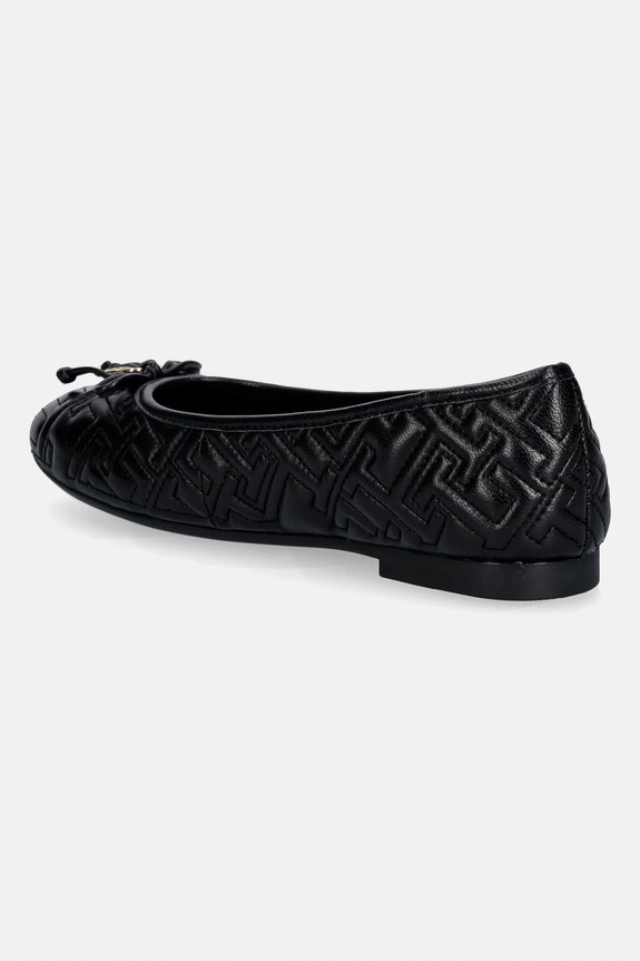 Παπούτσια Δερμάτινες μπαλαρίνες Tommy Hilfiger TH QUILTED BALLERINA FW0FW09264 μαύρο