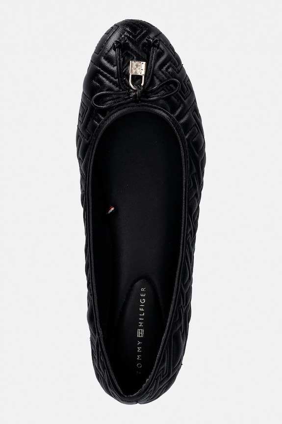 Δερμάτινες μπαλαρίνες Tommy Hilfiger TH QUILTED BALLERINA μαύρο FW0FW09264