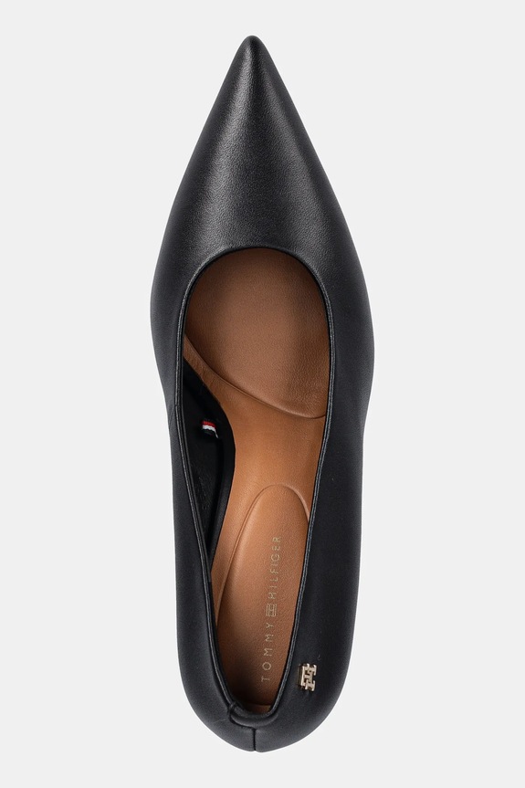 Kožne štikle Tommy Hilfiger TH SMOOTH LEATHER PUMP crna FW0FW08960