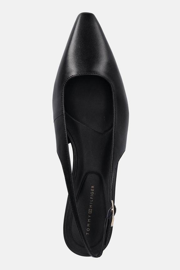 Δερμάτινες γόβες Tommy Hilfiger TH BUCKLE SLINGBACK LOW PUMP μαύρο FW0FW09009