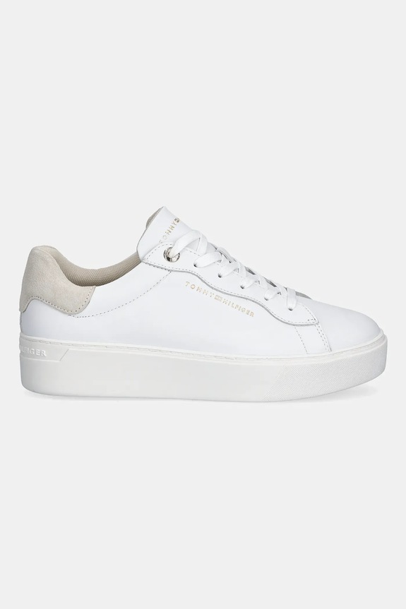 Kožne tenisice Tommy Hilfiger CHIC PLATFORM CUPSOLE SNEAKER FW0FW09021 bijela SS26