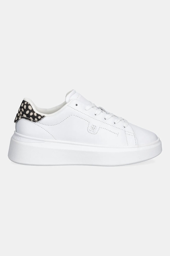 Kožne tenisice Tommy Hilfiger ANIMAL PRINT PLATFORM SNEAKER FW0FW09023 bijela SS26