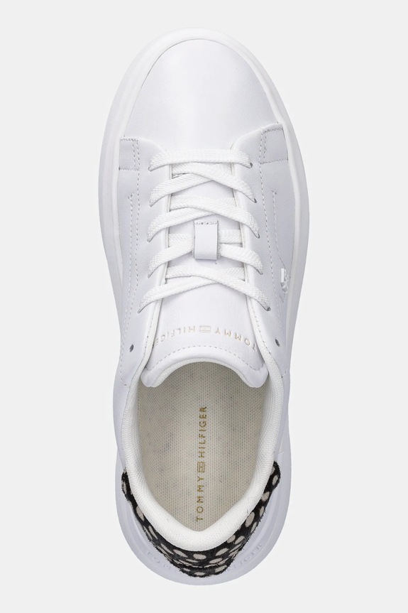 Kožne tenisice Tommy Hilfiger ANIMAL PRINT PLATFORM SNEAKER bijela FW0FW09023