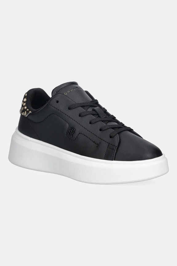 Kožne tenisice Tommy Hilfiger ANIMAL PRINT PLATFORM SNEAKER ostalo crna FW0FW09023