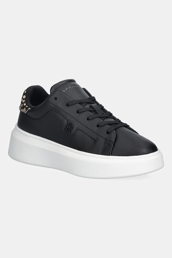 Kožne tenisice Tommy Hilfiger ANIMAL PRINT PLATFORM SNEAKER ostalo crna FW0FW09023