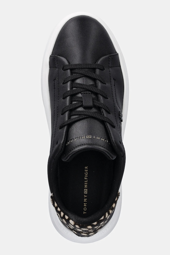 Kožne tenisice Tommy Hilfiger ANIMAL PRINT PLATFORM SNEAKER crna FW0FW09023