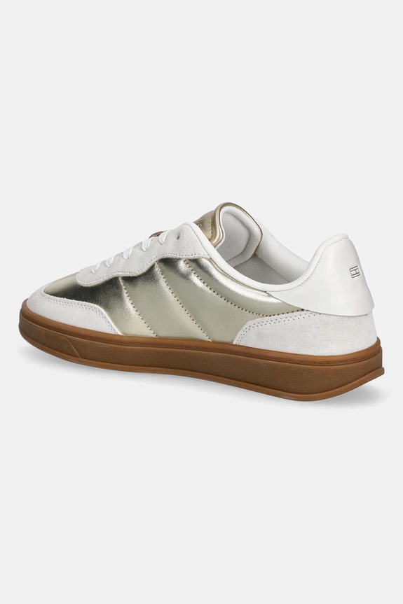 Scarpe Tommy Hilfiger sneakers in pelle MU JACKIE METALLIC FW0FW09026 beige