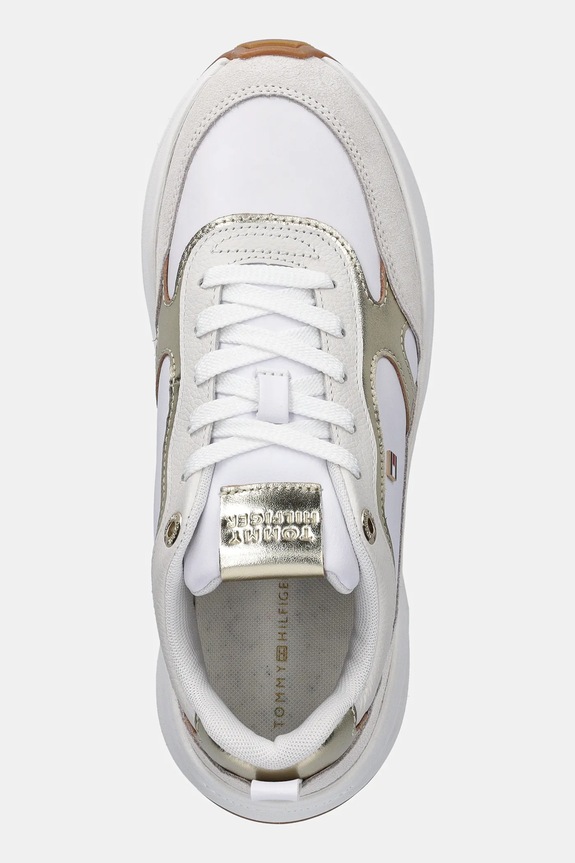 Kožené tenisky Tommy Hilfiger TH CHUNKY RUNNER METALLIC biela FW0FW09204