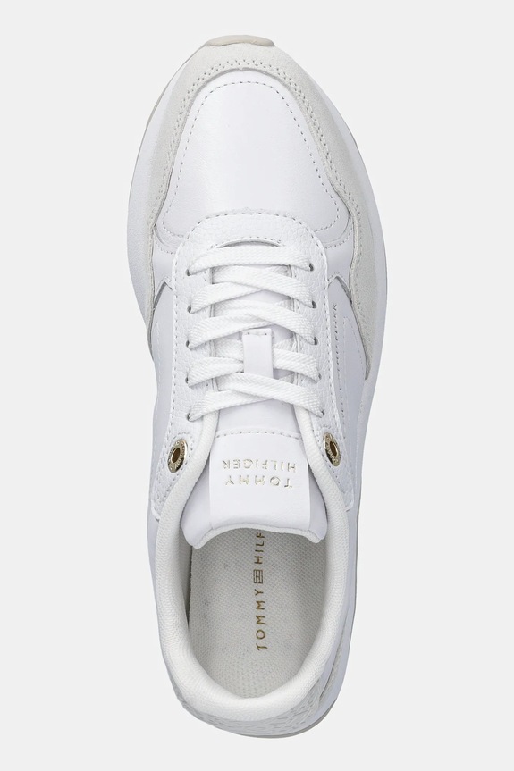 Кожени маратонки Tommy Hilfiger MONOGRAM MIX MATERIAL RUNNER бял FW0FW09267