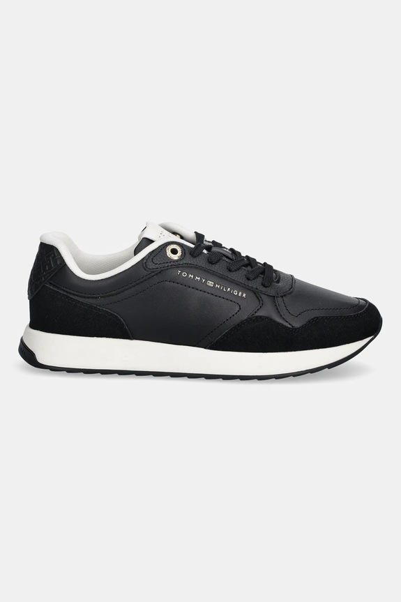 Tommy Hilfiger sneakers din piele MONOGRAM MIX MATERIAL RUNNER FW0FW09267 negru SS26