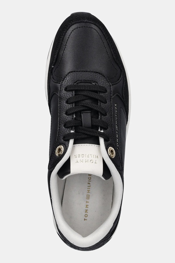 Tommy Hilfiger sneakers din piele MONOGRAM MIX MATERIAL RUNNER negru FW0FW09267