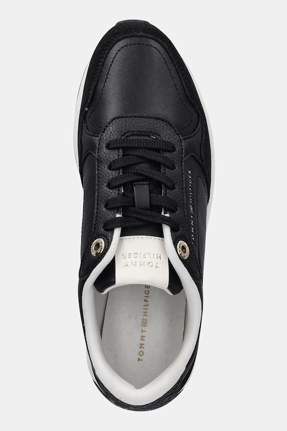 Tommy Hilfiger sneakers din piele MONOGRAM MIX MATERIAL RUNNER negru FW0FW09267