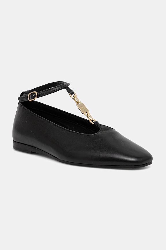 Tommy Hilfiger baleriny skórzane TH-BAR CHAIN BALLET czarny FW0FW09003