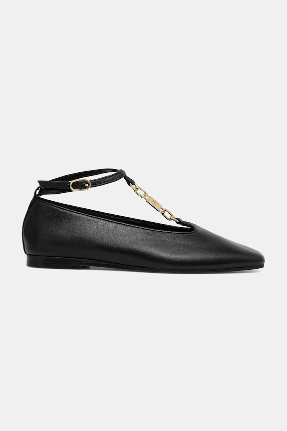 Tommy Hilfiger baleriny skórzane TH-BAR CHAIN BALLET FW0FW09003 czarny SS26