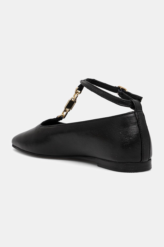 Obuwie Tommy Hilfiger baleriny skórzane TH-BAR CHAIN BALLET FW0FW09003 czarny