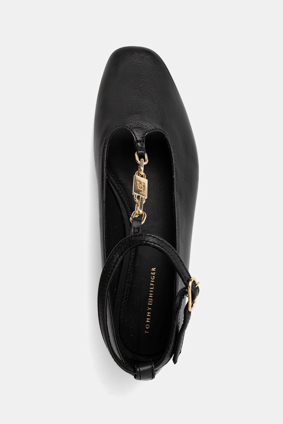 Tommy Hilfiger baleriny skórzane TH-BAR CHAIN BALLET czarny FW0FW09003