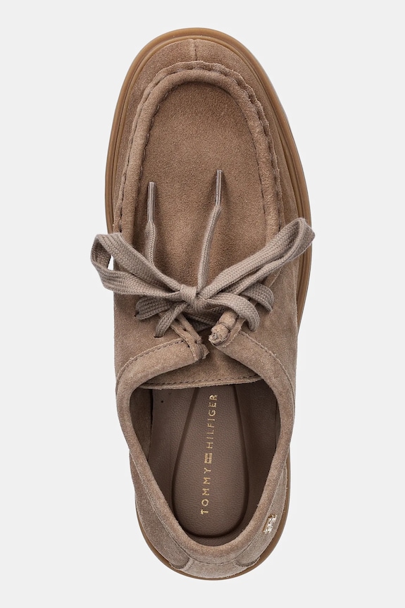Semišové mokasíny Tommy Hilfiger LIGHTWEIGHT SUEDE APRON TOE béžová FW0FW09262