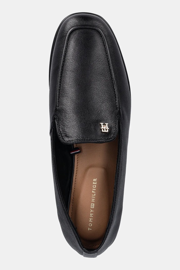 Δερμάτινα μοκασίνια Tommy Hilfiger TH LEATHER LOAFER μαύρο FW0FW09319