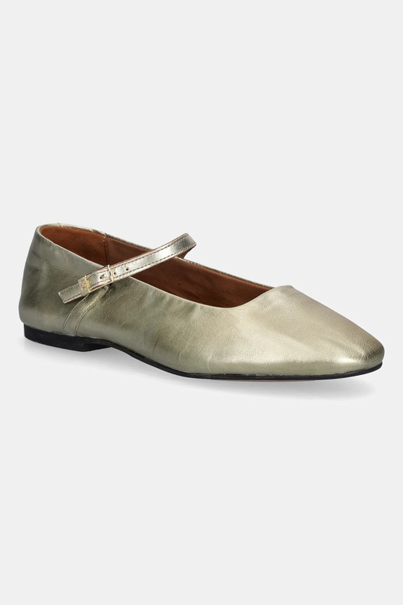 Δερμάτινες μπαλαρίνες Tommy Hilfiger HILFIGER GOLD BALLERINAS χρυσαφί FW0FW09320