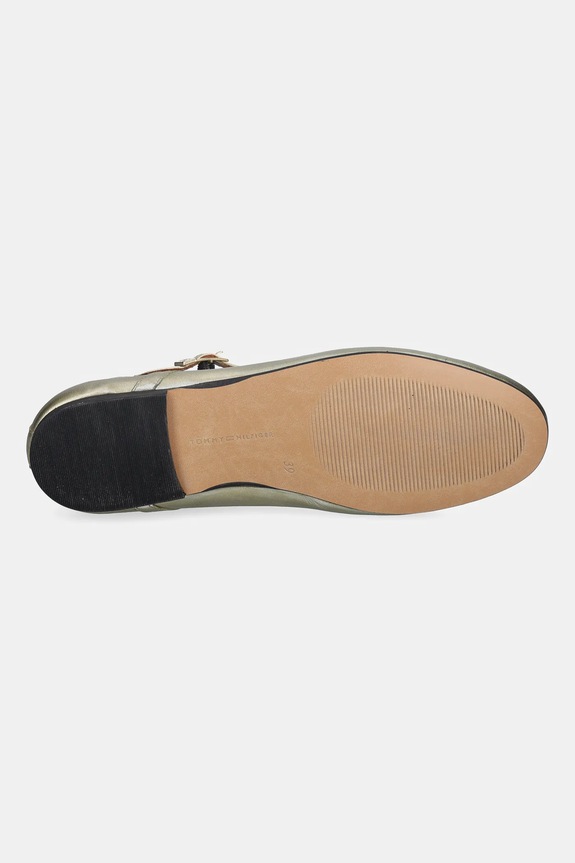Δερμάτινες μπαλαρίνες Tommy Hilfiger HILFIGER GOLD BALLERINAS FW0FW09320 χρυσαφί