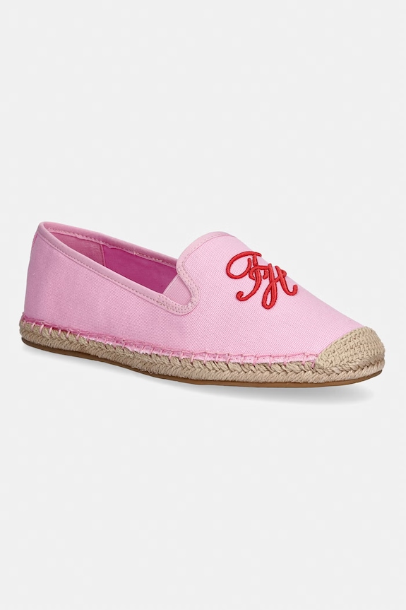 Tommy Hilfiger espadrile pentru femei TH SCRIPT SUMMER ESPADRILLE roz FW0FW09240