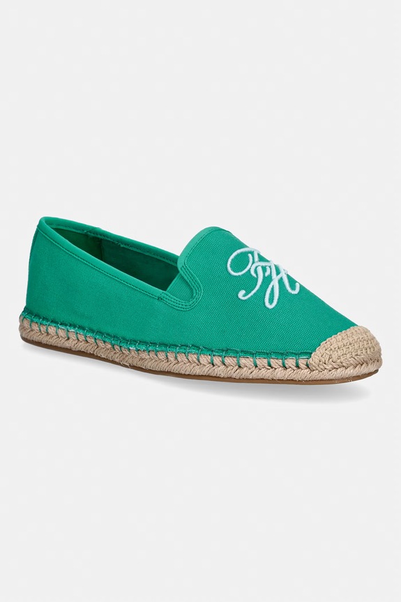 Tommy Hilfiger espadrile pentru femei TH SCRIPT SUMMER ESPADRILLE verde FW0FW09240