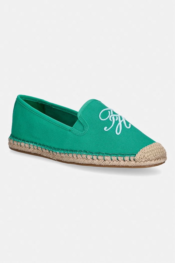 Tommy Hilfiger espadrile pentru femei TH SCRIPT SUMMER ESPADRILLE verde FW0FW09240