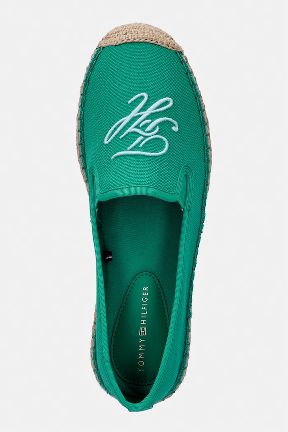 Tommy Hilfiger espadrile pentru femei TH SCRIPT SUMMER ESPADRILLE verde FW0FW09240