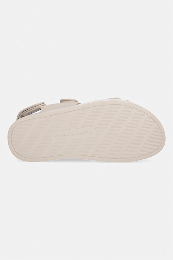 Tommy Hilfiger sandále na platforme dámske kožené LEATHER SPORTY PLATFORM SANDAL FW0FW09119 béžová
