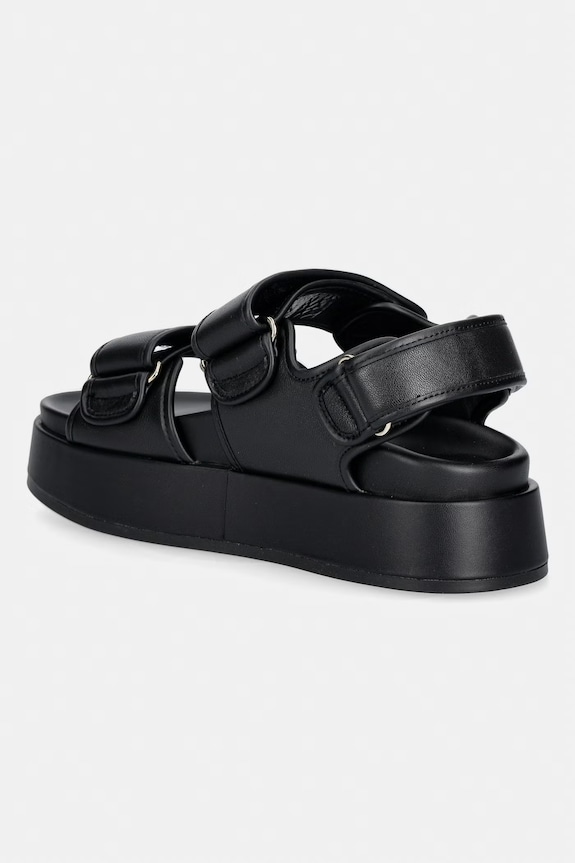 Încălțăminte Tommy Hilfiger sandale cu platformă pentru femei, din piele LEATHER SPORTY PLATFORM SANDAL FW0FW09119 negru