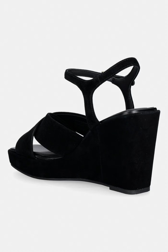 Obuv Semišové sandále na platforme Tommy Hilfiger SUEDE WRAPPED HIGH WEDGE FW0FW09218 čierna