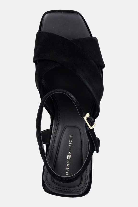 Semišové sandále na platforme Tommy Hilfiger SUEDE WRAPPED HIGH WEDGE čierna FW0FW09218