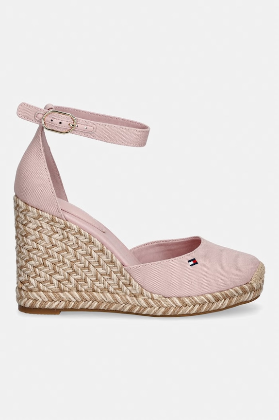 Tommy Hilfiger espadrile cu talpă compensată pentru femei FLAG HIGH WEDGE ESPAD CLOSED TOE FW0FW09225 roz SS26