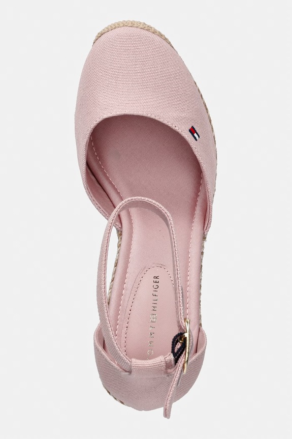 Tommy Hilfiger espadrile cu talpă compensată pentru femei FLAG HIGH WEDGE ESPAD CLOSED TOE roz FW0FW09225