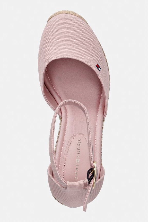 Tommy Hilfiger espadrile cu talpă compensată pentru femei FLAG HIGH WEDGE ESPAD CLOSED TOE roz FW0FW09225