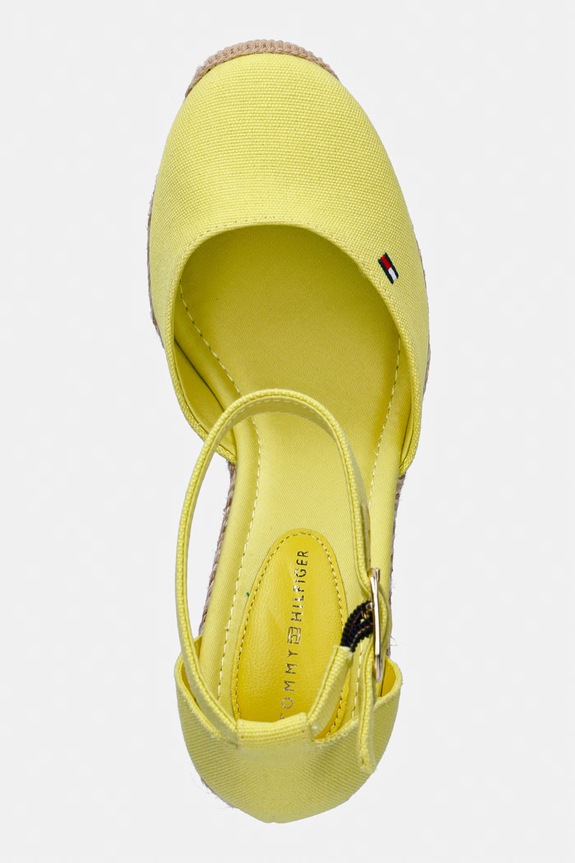Tommy Hilfiger espadryle na koturnie damskie FLAG HIGH WEDGE ESPAD CLOSED TOE żółty FW0FW09225